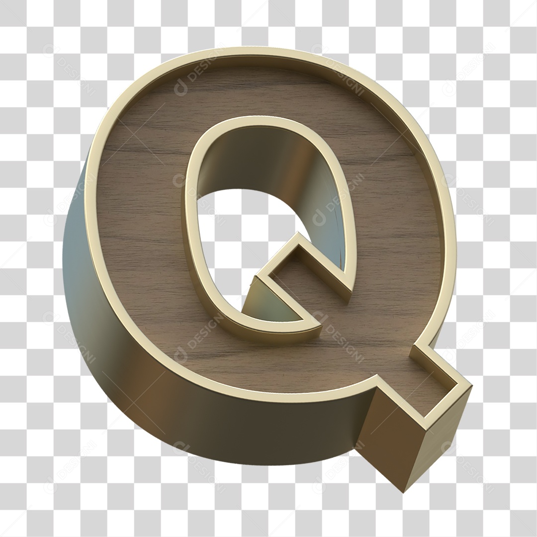Letra Q Com Textura de Madeira Elemento 3D PNG Transparente
