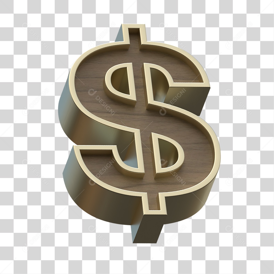 Ícone 3D Cifrão PNG Transparente