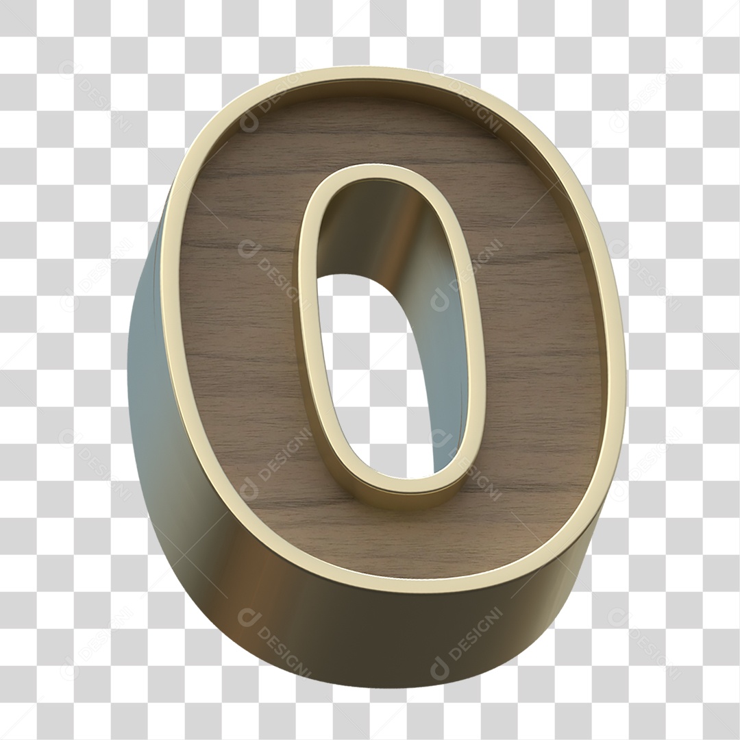 Numero 0 Com Textura de Madeira Elemento 3D PNG Transparente