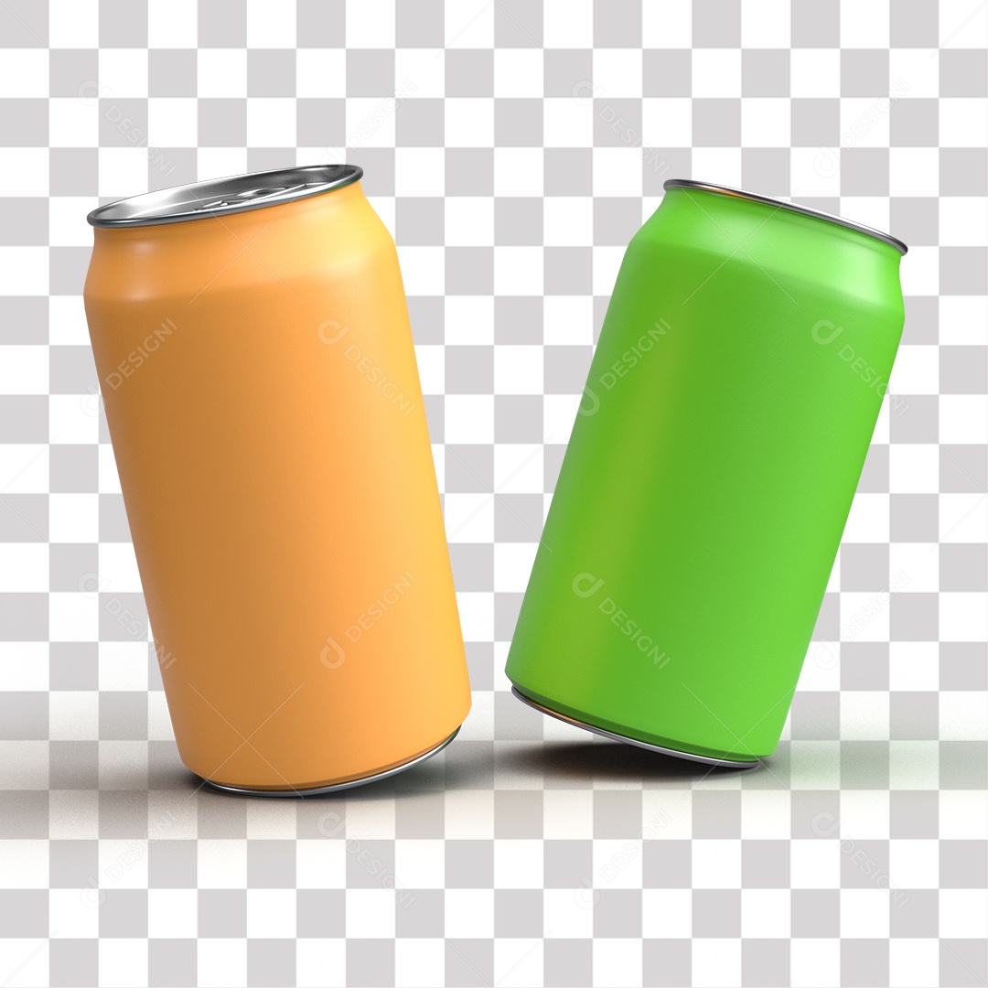 Lata de alumínio Laranja e Verde PNG Transparente