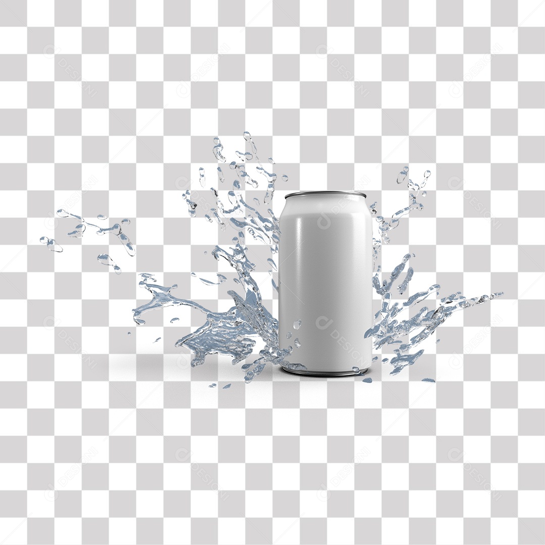 Lata de alumínio Branca com respingos de água PNG Transparente