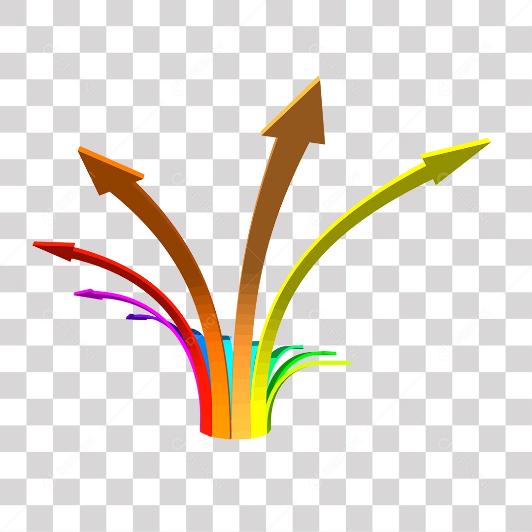 Setas Tridimensionais Coloridas PNG Transparente