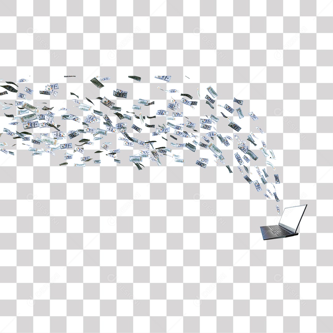 Dinheiro Voando Laptop PNG Transparente