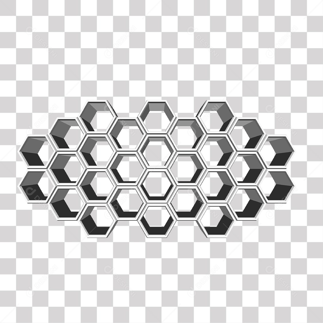 Hexágonos Branco 3D PNG Transparente