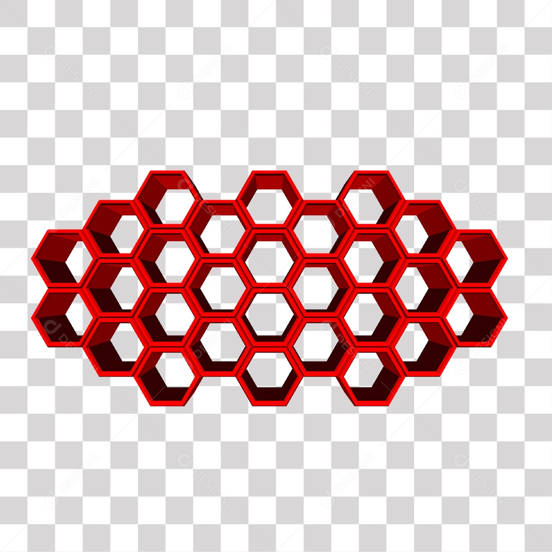 Hexágonos Vermelho 3D PNG Transparente