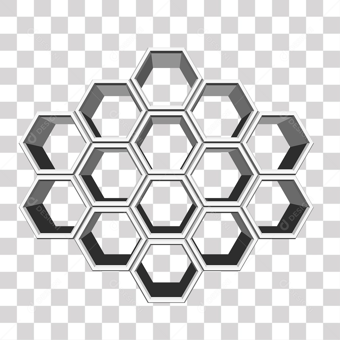 Hexágonos Branco 3D PNG Transparente