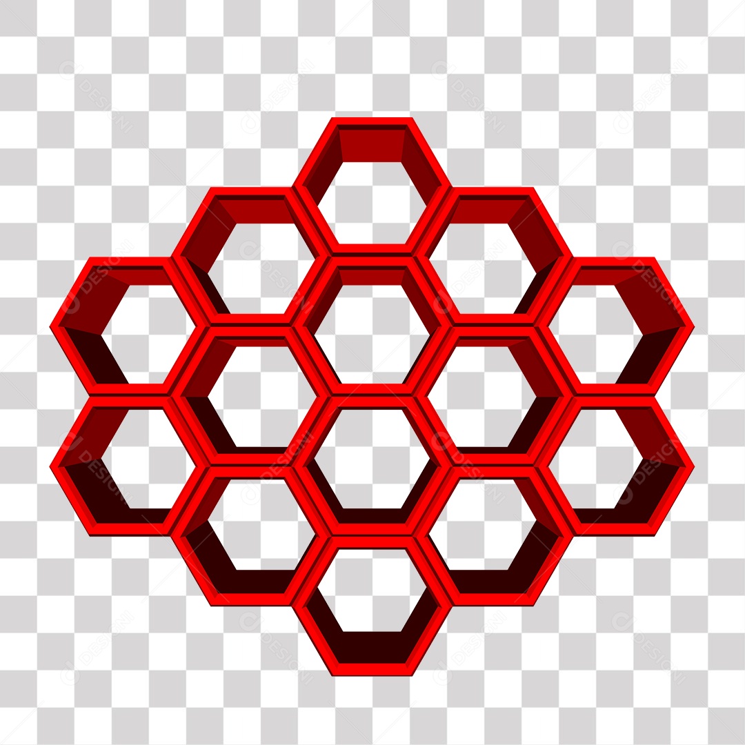 Hexágonos Vermelho 3D PNG Transparente