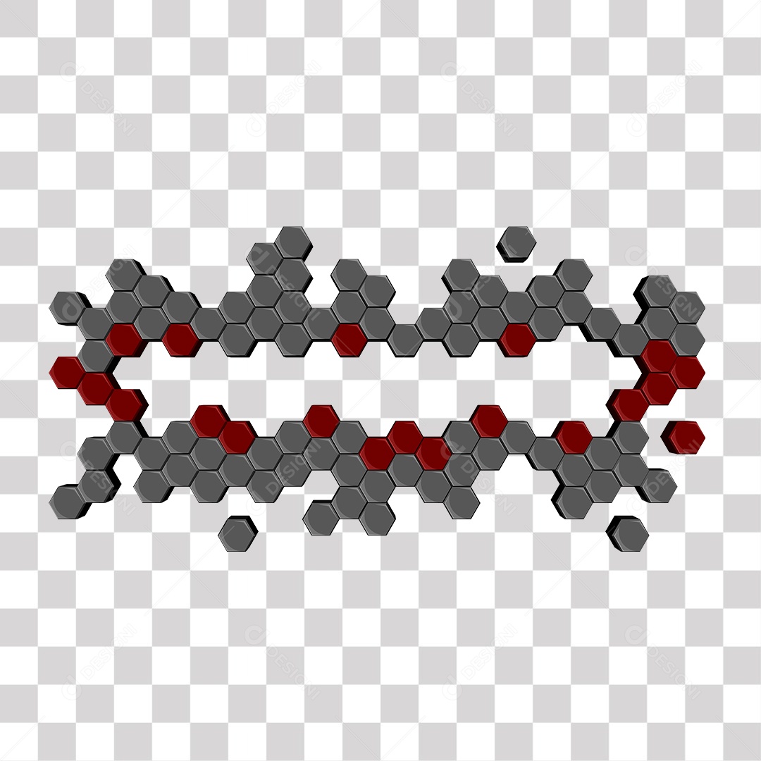 Hexágonos vermelho e Cinza 3D PNG Transparente