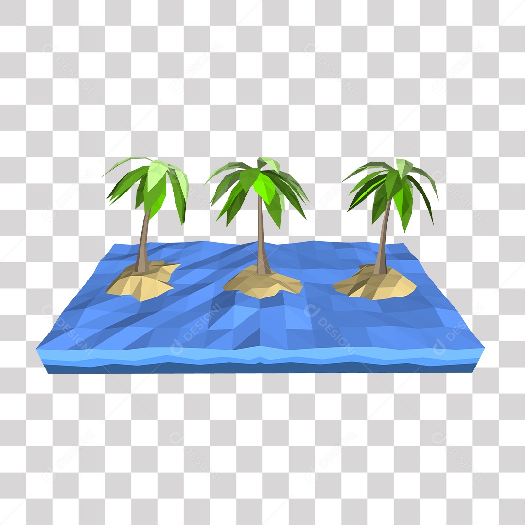 Desenho de Coqueiro na Praia PNG Transparente