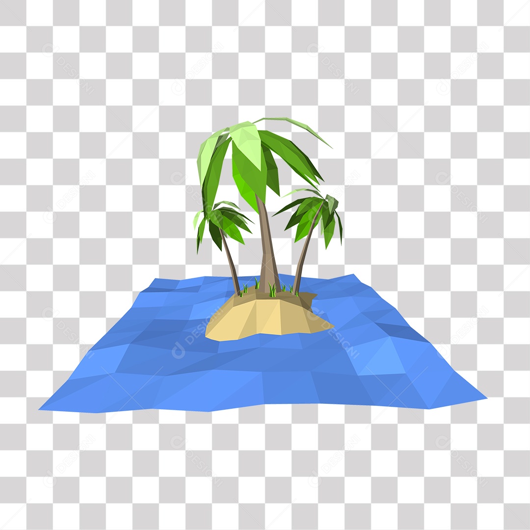 Desenho de Coqueiro na Praia PNG Transparente
