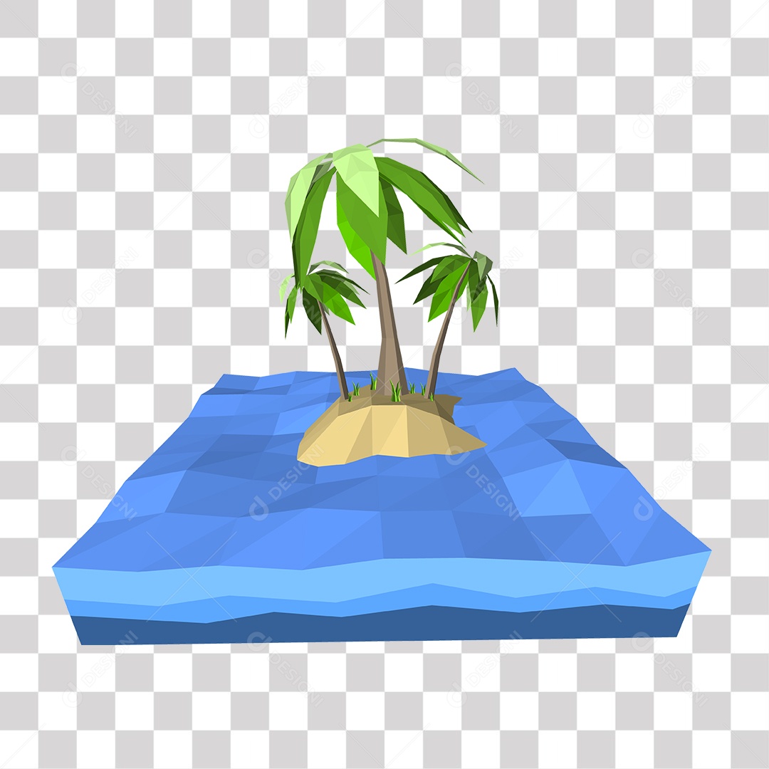 Desenho de Coqueiro na Praia PNG Transparente