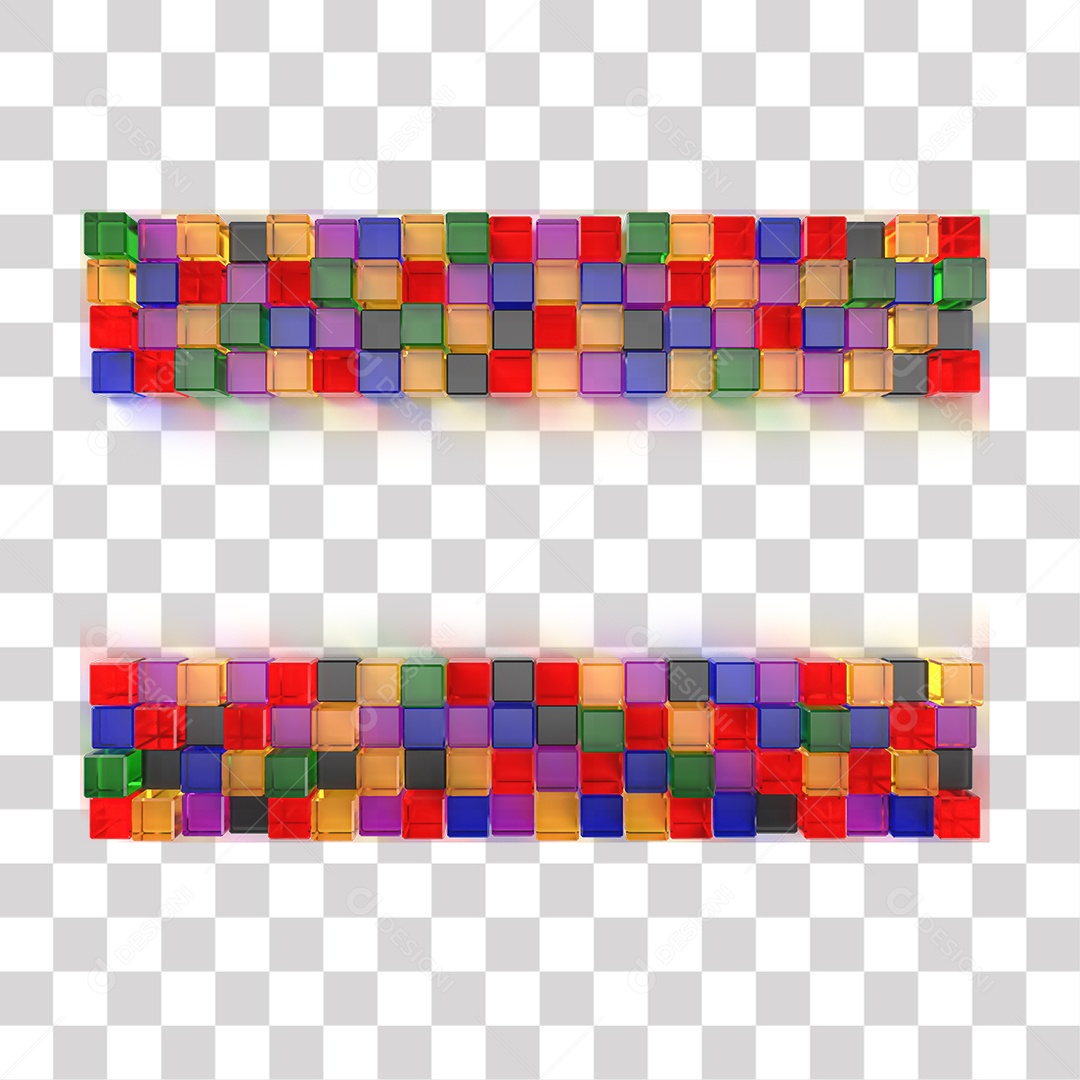 Cubos Coloridos de Vidro PNG Transparente