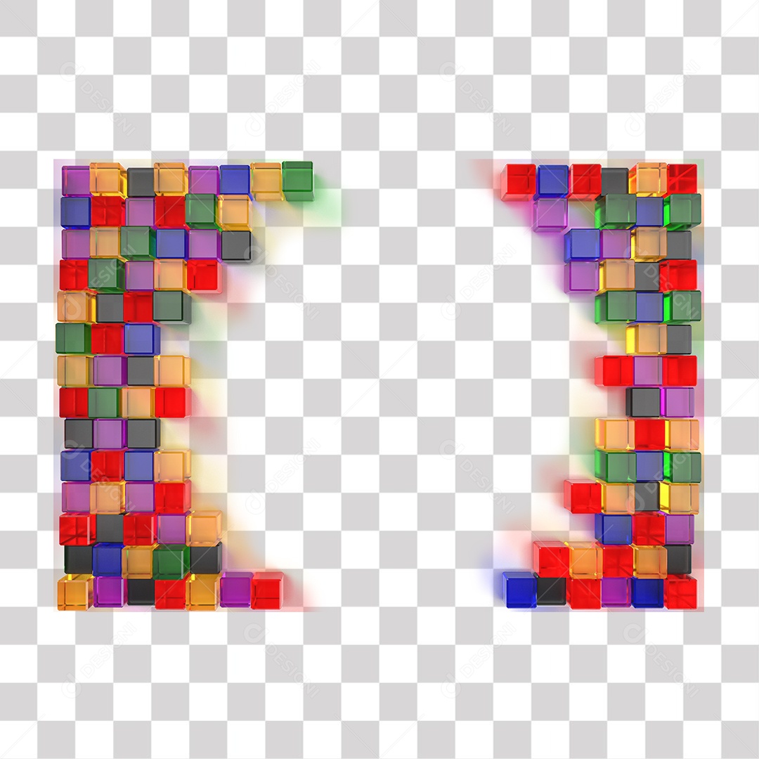 Cubos Coloridos de Vidro PNG Transparente