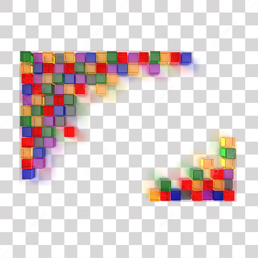 Cubos Coloridos de Vidro PNG Transparente