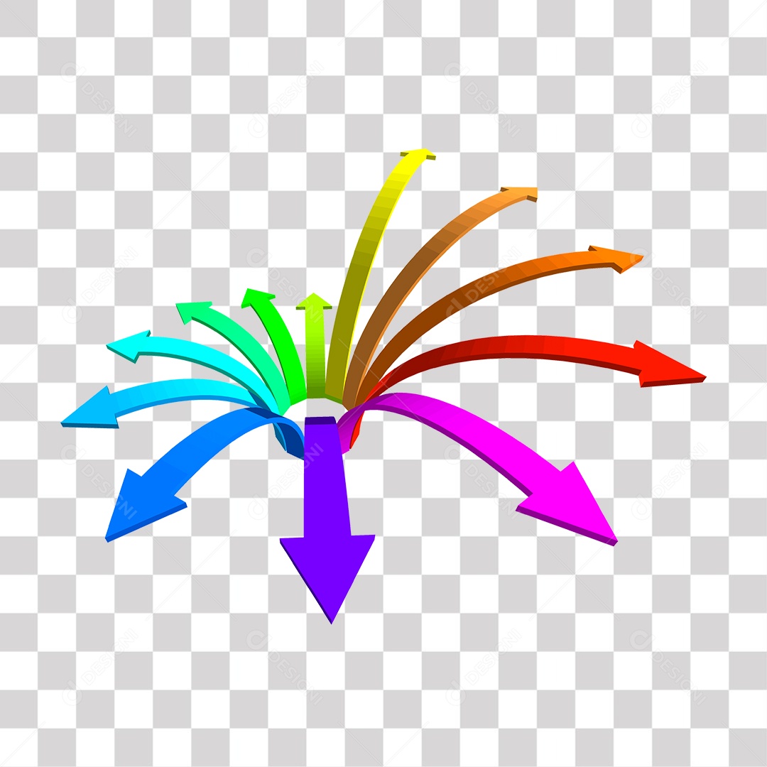Setas Tridimensionais Coloridas PNG Transparente