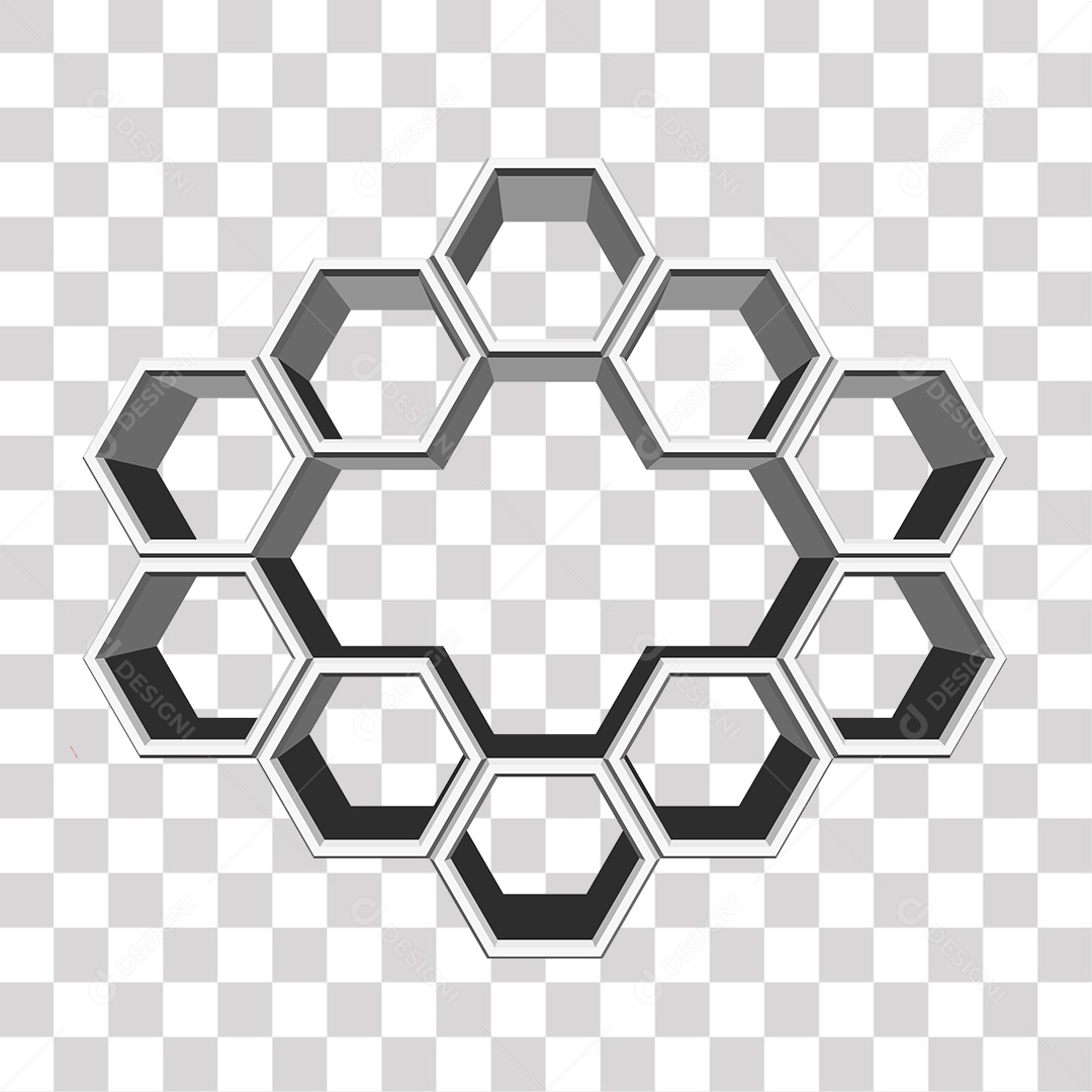 Hexágonos Branco 3D PNG Transparente