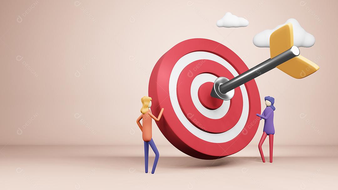 Negócio de sucesso de marco de realização de objetivo alvo 3D