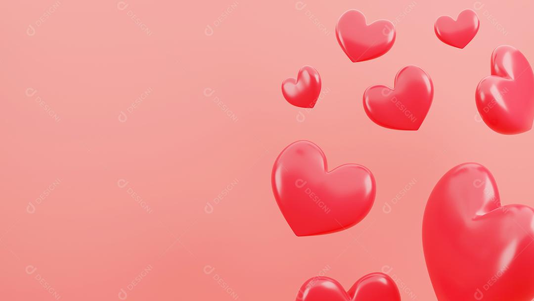 Forma de corações 3D flutuando no ar
