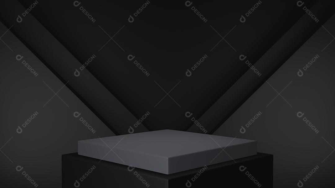 Pódio de exibição de produto 3D quadrado preto