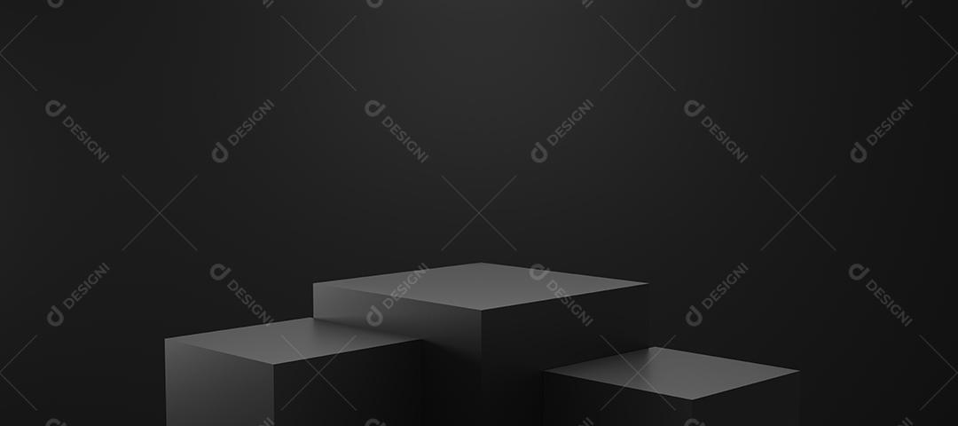 Pódio de exibição de produto 3D quadrado preto