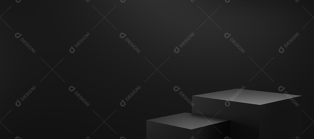 Pódio de exibição de produto 3D quadrado preto