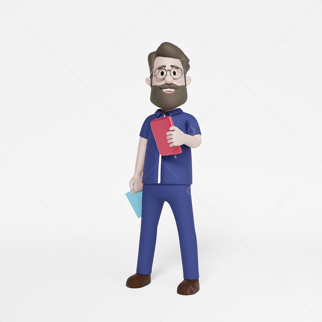 Homem jovem 3D usando óculos sobre fundo isolado