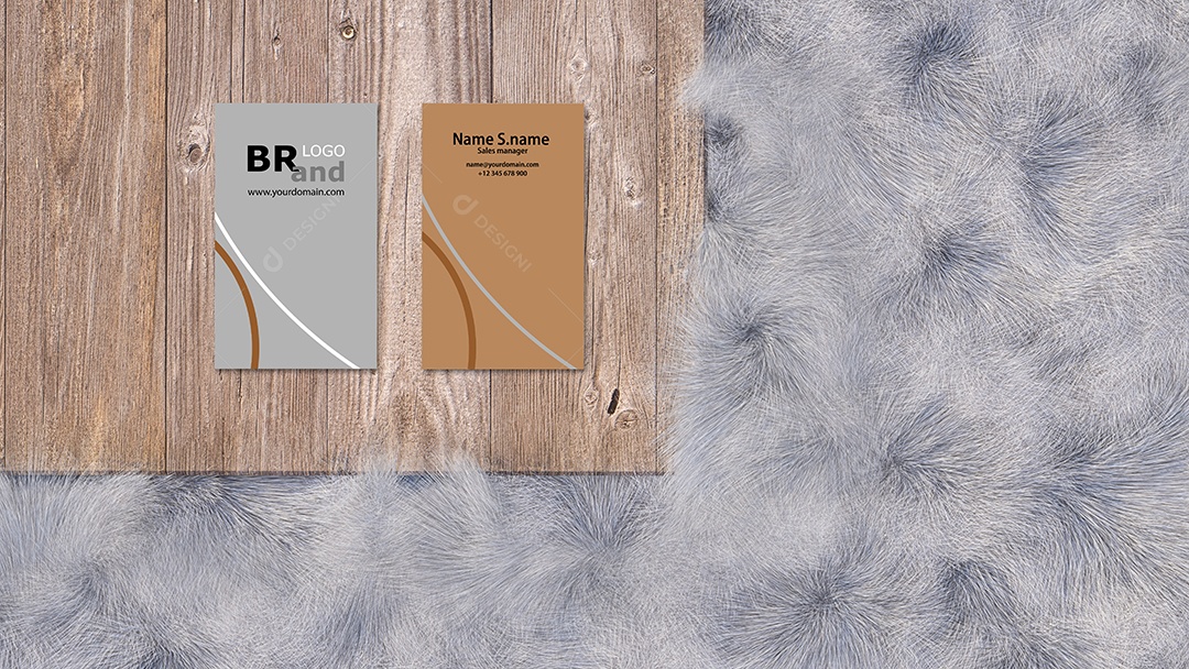 Uma imagem de renderização 3d do cartão de nome no lugar da placa de madeira na pele branca.
