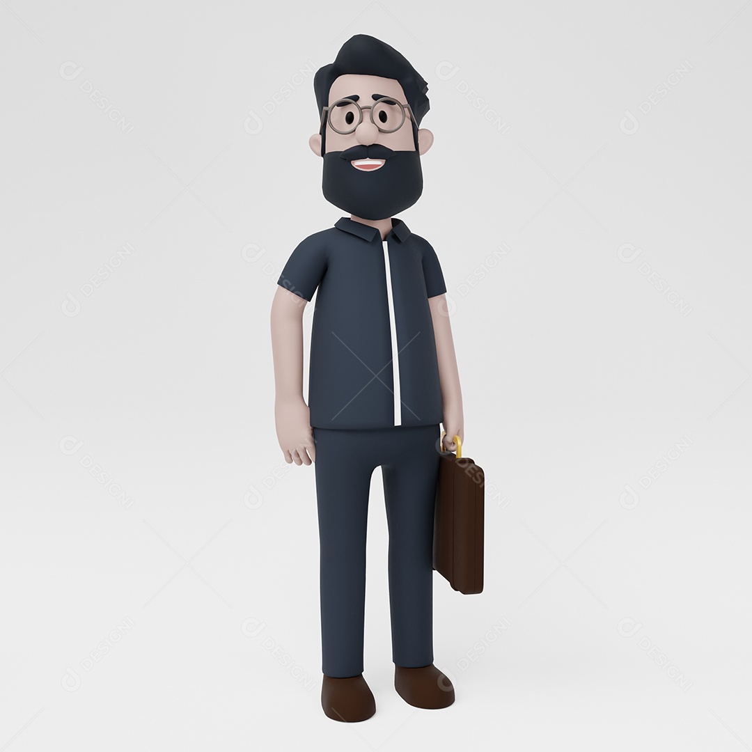 Carrinho confiante de homem de negócios 3D