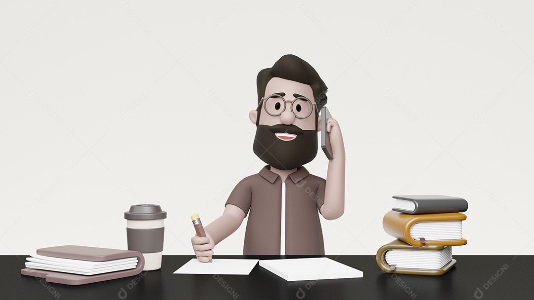 Mesa freelancer de trabalho de homem 3D