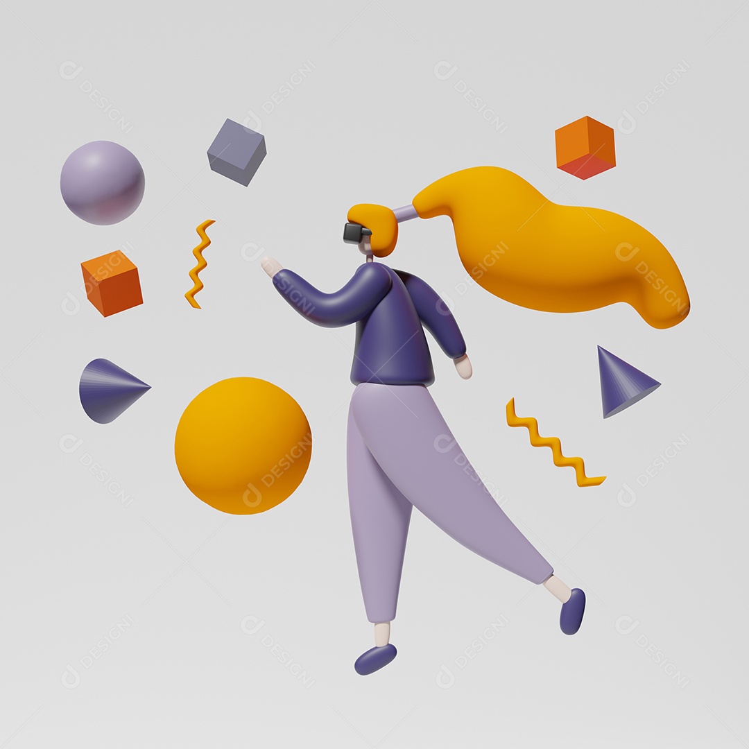 Desenho de mulher ilustração 3D fundo isolado