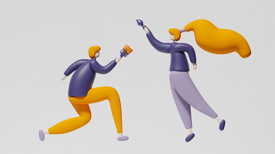 Desenho de homem mulher ilustração 3D