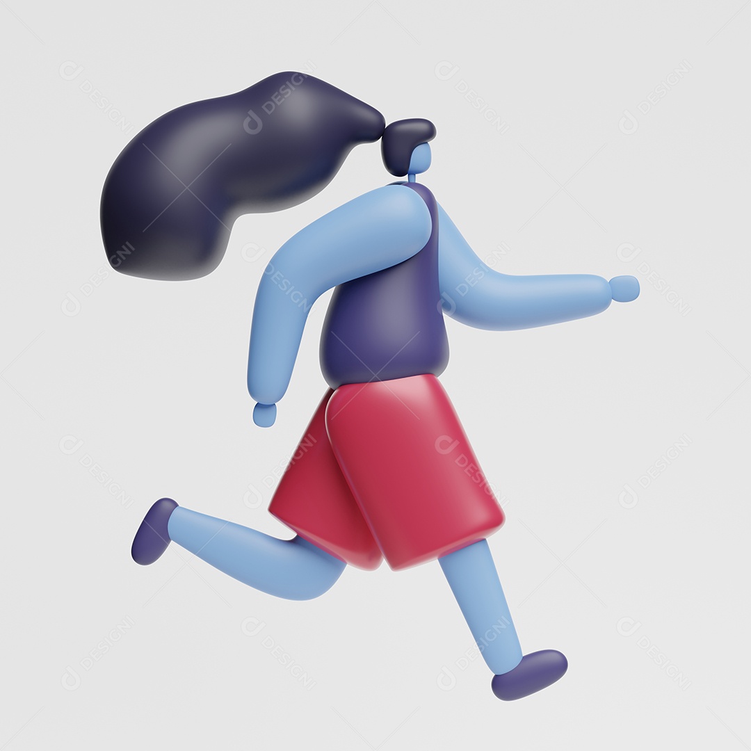 Desenho de mulher ilustração 3D fundo isolado