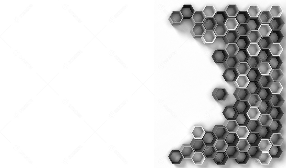 3D rendering image of solid hexagon shape on white background.