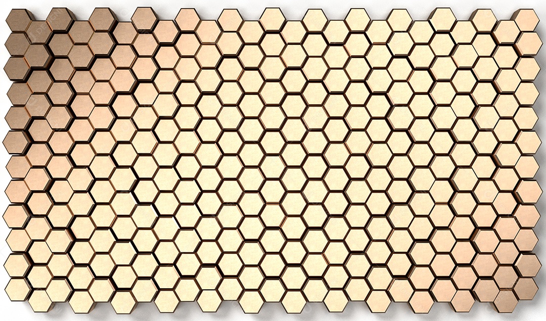 Imagem de renderização 3D de forma sólida hexágono em fundo branco.