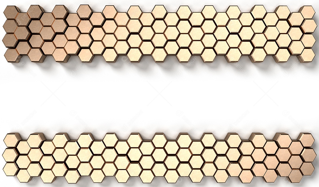 Imagem de renderização 3D de forma sólida hexágono em fundo branco.