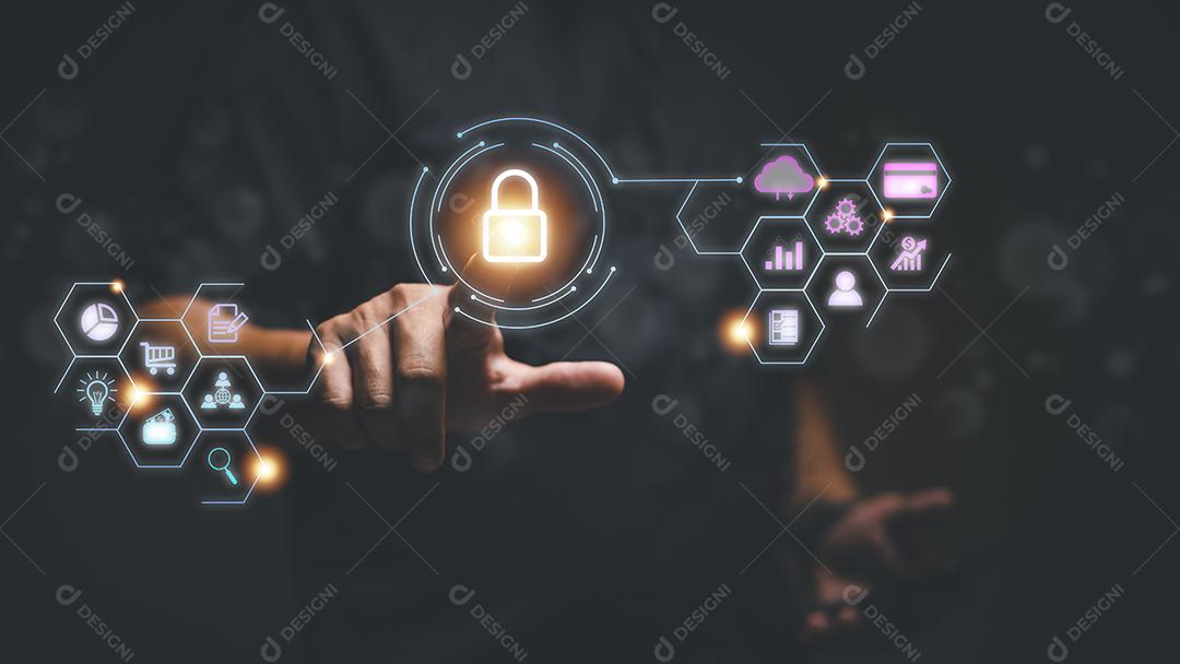 conceito de segurança cibernética, segurança e criptografia da informação, acesso seguro às informações pessoais do usuário, acesso seguro à Internet, segurança cibernética