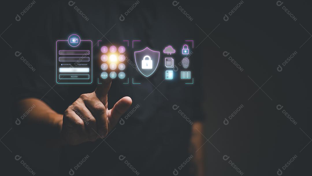 conceito de segurança cibernética, segurança e criptografia da informação, acesso seguro às informações pessoais do usuário, acesso seguro à Internet, segurança cibernética