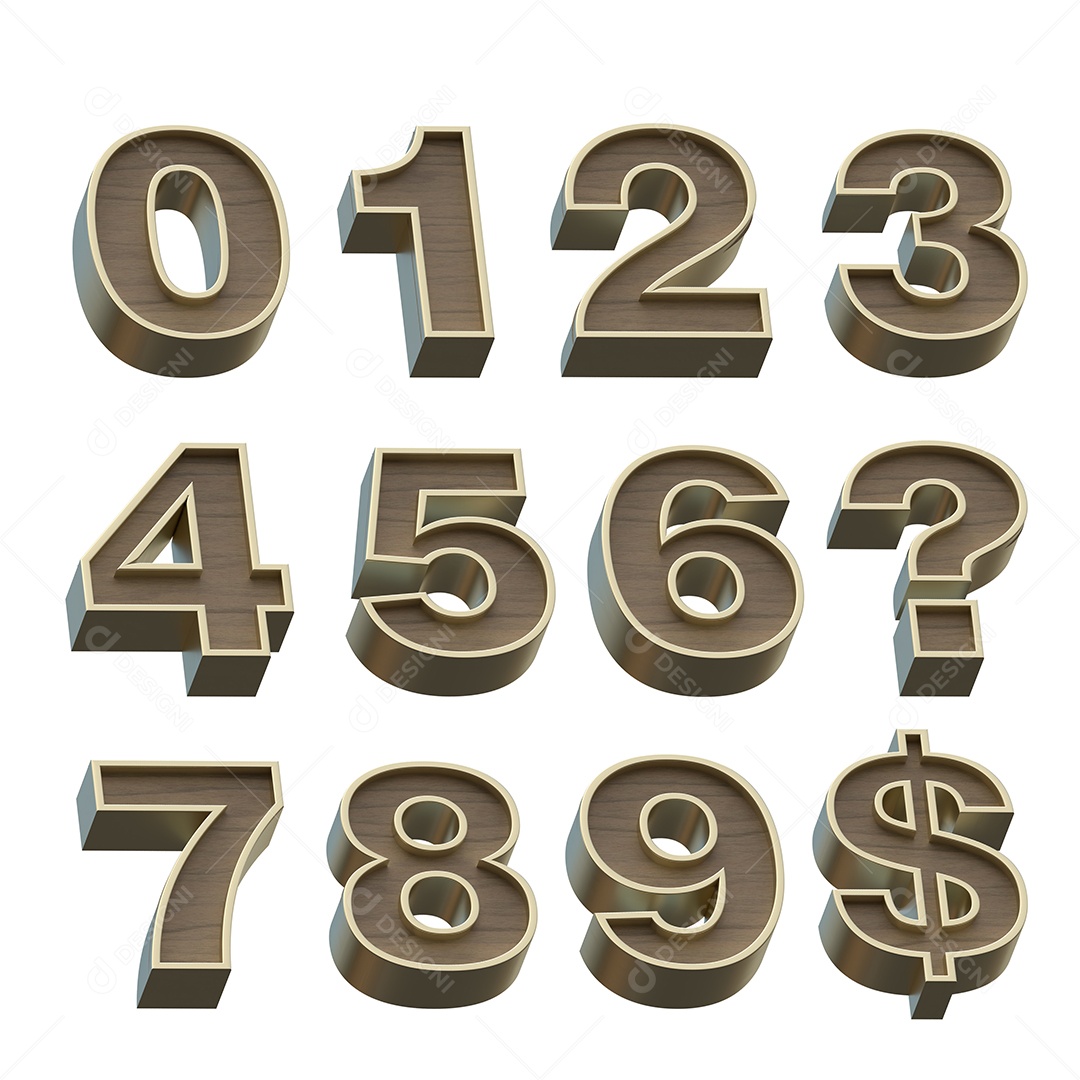 Uma imagem de renderização 3d de alfabeto dourados e de madeira.