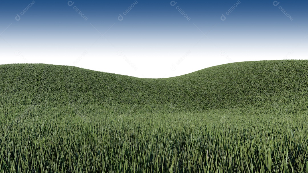 Uma imagem de renderização 3d do cenário da natureza da colina gramada.