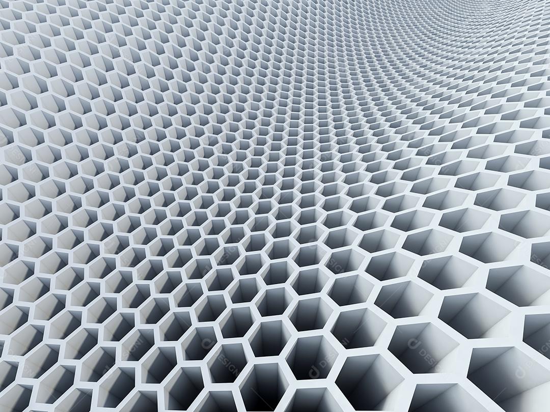 imagem renderizada 3D do padrão hexagonal que tem forma como onda