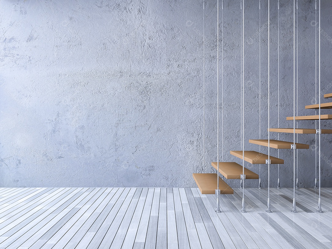 escada 3d pendurada por cabos