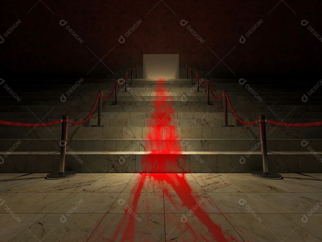 Imagem do sangue nas escadas de mármore como o tapete vermelho. fundo para o dia das bruxas.