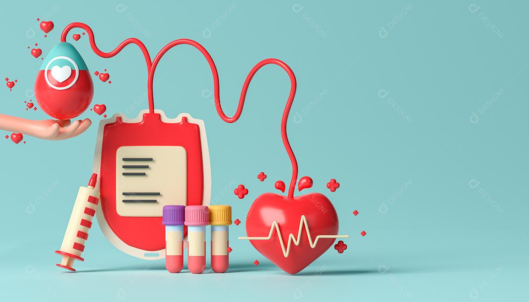 3d renderização com conceito de ilustração de sangue de ilustração para texto ou mensagem.