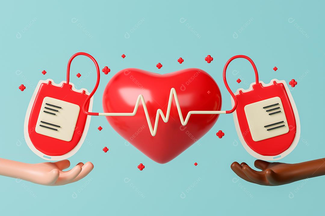 3d renderização conceito doação de sangue.