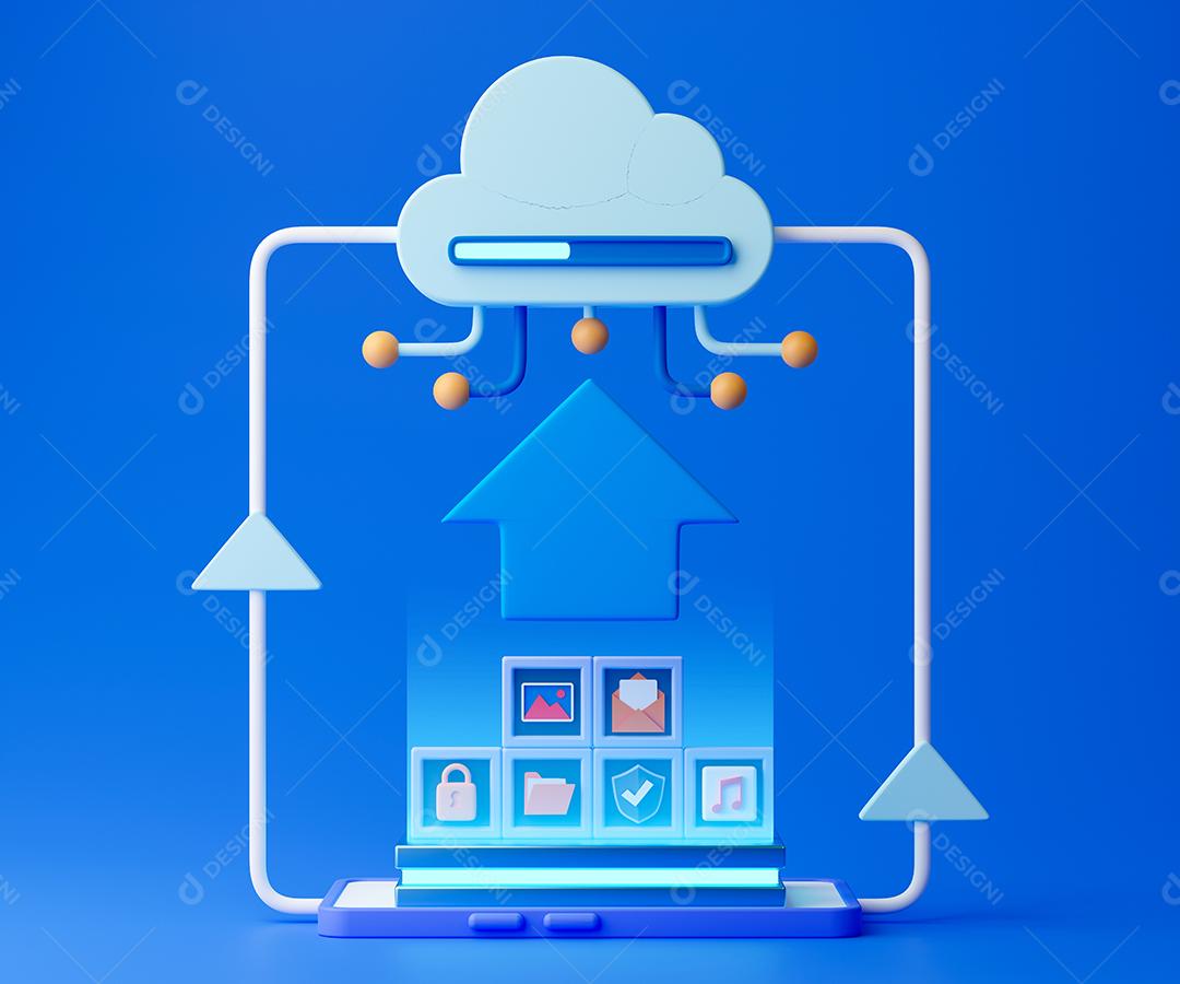 Conceito de renderização de tecnologia de computação em nuvem 3D.