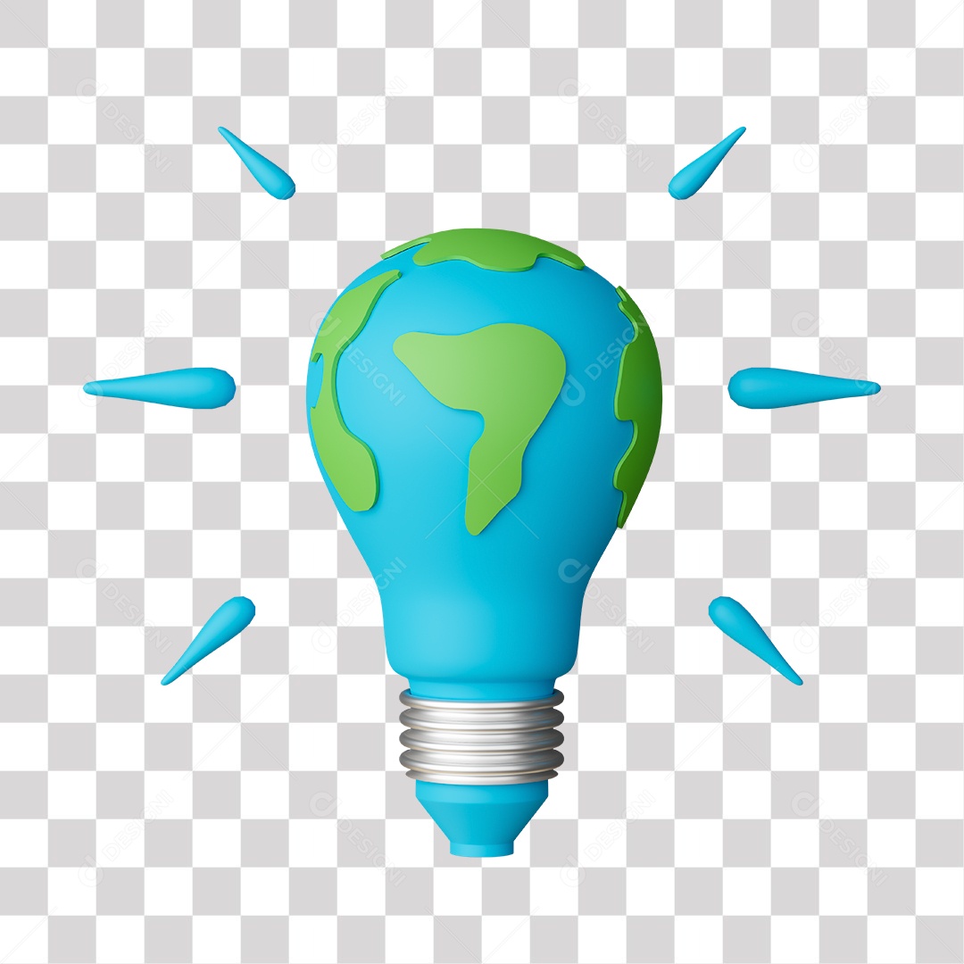 Planeta Terra em forma de Lâmpada Elemento 3D PNG Transparente