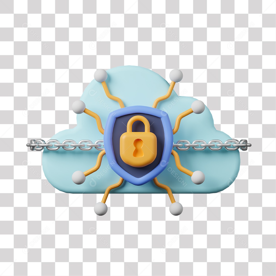 ícone de Bloqueio Segurança Elemento 3D PNG Transparente