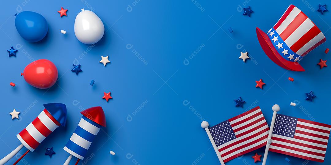 Fundo do dia da independência dos EUA de renderização 3D