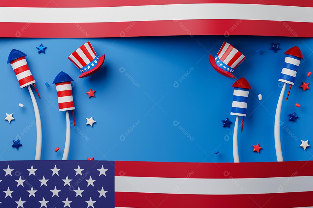 Fundo do dia da independência dos EUA de renderização 3D
