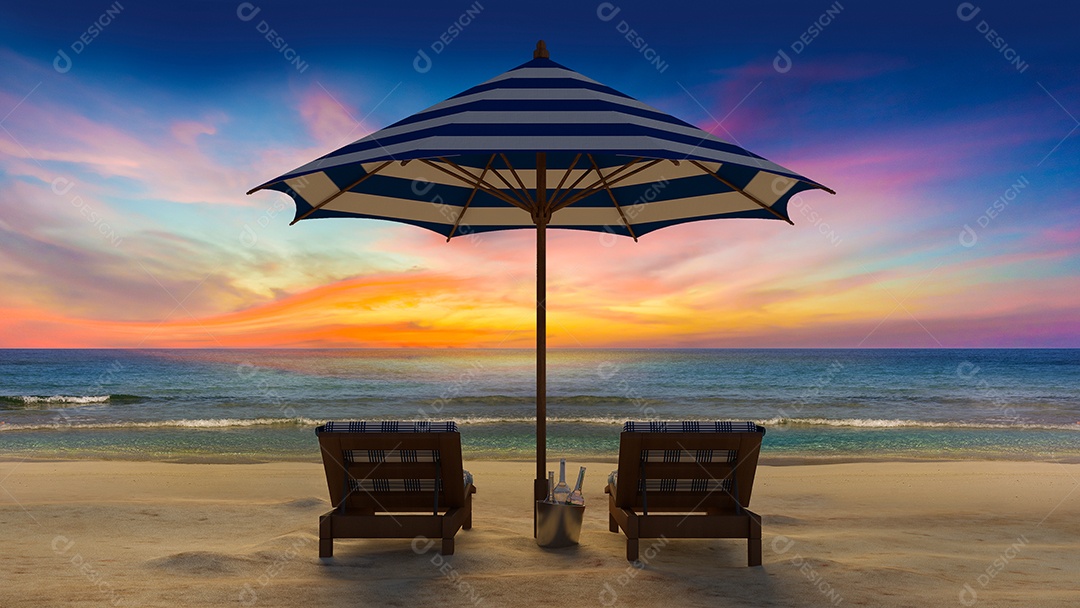 Barraca de madeira que cobre por tecido localizado na praia, cortina sendo soprada pelo vento do mar, cama de dia branca e azul.